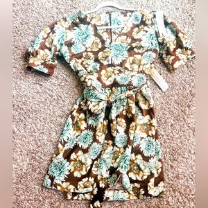 Happy X Nature NWT Sustainable Bohemian Floral Silky Puffy Sleeves SunDress S